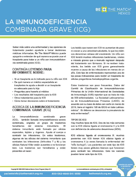 La inmunodeficiencia combinada grave (ICG)