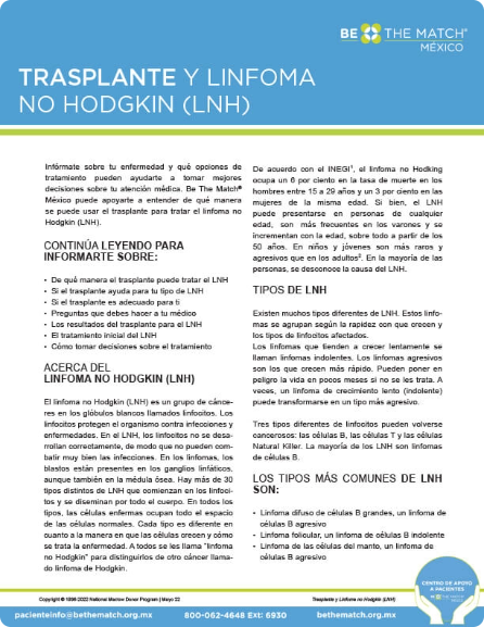 Trasplante y linfoma no hodgkin (LNH)